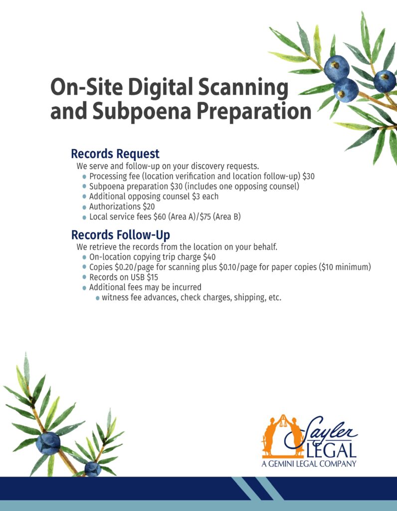 On-site Digital Scanning and Subpoena Preparation One-Sheet